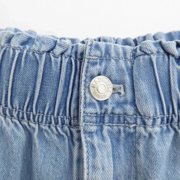 Madewell Womens Denim Pull-On Paperbag Utility Shorts Blue Elastic Waist Size 25 - Picture 2 of 9